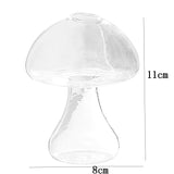HULIANFU Mushroom Shaped Glass Vase Lovely Transparent Hydroponics Plant Vase Creative Glass Crafts Decor for Home Office Living Room A50