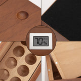 HULIANFU New Wooden Humidor Box For Cigar W/ Hygrometer Humidifier Portable Glass Window Cedar Wood Case Fit 12-25 Cigars Storage Cabinet