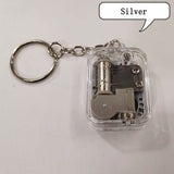 HULIANFU Mechanical Music Boxes 1Pcs Music Box Keychain Movement DIY Play Set Acrylic Handy Crank Children Birthday Gifts Kids Toys