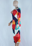 hulianfu Ladies Color Fashion Autumn Pit Strip Long Sleeve Slim Fit Temperament Elegant Simple Dress