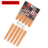 HULIANFU Reusable 5 Pair Set Handmade Bamboo Japanese Style Natural Wood Chopsticks Sushi Food Cat Flower Multi Color Wooden Chop Sticks