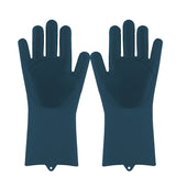 HULIANFU Silicone Dishwashing Cleaning Glove Magic Scrubber Sponge Rubber Glove for Washing Dish Kitchen Car Bathroom Pet Brush Cleaner