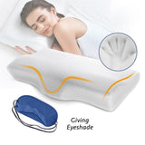 HULIANFU Memory Foam Bed Orthopedic Pillow Neck Protection Slow Rebound Memory Pillow Butterfly Shaped Health Cervical Neck Size 60/50 cm