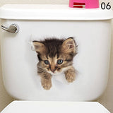 HULIANFU Toilet Stickers 3D Cat Vivid Wall Sticker  Fashion Lovely Animal Pvc Waterproof Decal For Bathroom Toilet Kicthen Decorative