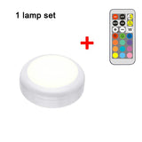 HULIANFU RGB Puck LED Light Remote Control Night Lamp Battery Powered Dimmable Multicolor Lamp for Kitchen Under Cabinet Closet Stairs