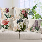 HULIANFU Retro Colorful Flowers Pillows Floral Cushion Pillowcase for Home Decorative Decoration Sofa Cushions Customized