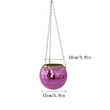 HULIANFU Retro Disco Ball Planter Basket Round Mirror Hanging Pot flower pot Wall Planter Pot Hangin Vase Desktop Decoration Balcony Vase
