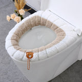 HULIANFU Winter Warm Toilet Seat Cover Closestool Mat 1Pcs Washable Bathroom Accessories Knitting Pure Color Soft O-shape Pad Bidet Cover