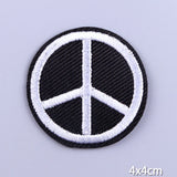 HULIANFU Patches On Clothes Stickers Hippie Rock Stripes Embroidered Patches For Clothing Iron On Patch Skull Biker Stripes for Jackets