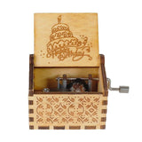 HULIANFU New Black Castle In The Sky Queen  Music Box Wooden Music Box Birthday Gift Antique Carved Wooden Handle