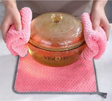 HULIANFU Super Absorbent Microfiber Kitchen Tableware Dish Cloth 25x25cm Household Cleaning Towel Kitchen Clean Rags Coral Velvet Towels