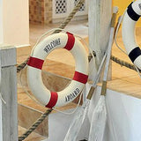 HULIANFU Nautical Style Welcome Decorative Red Blue Life Buoy Home Marine Beach Wall Decoration Life Buoy Crafts Living Room Decoration
