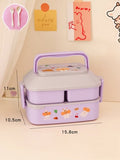 HULIANFU Kawaii Portable Lunch Box For Girls School Kids Plastic Picnic Bento Box Microwave Food Box With Compartments Storage Containers