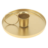 HULIANFU Iron Black Gold Plated Candle Holders Pillar Metal Plate For Wedding Party Festival Candlestick Holder Art Gift Home Decoration