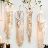 HULIANFU Macrame Dream Catcher Boho Home Decor Moon Ramadan Decoration Macrame Wall Hanging Baby Nordic Room Decoration Kids Nursery