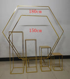 HULIANFU Outdoor Lawn Wedding Arch Shiny Metal Iron Frame Marry Backdrop Arch Artificial Flower Rack For Birthday Party DIY decorate