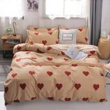 HULIANFU Nordic Style Pink Heart Bedding Set Cover Cute Bed Linens Duvet Cover Sheets and Pillowcases Queen King Size Home Textile Sets