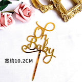 HULIANFU New Wooden One Baby Happy Birthday Cake Toppers Love One Newborn Birthday Cake Topper for Baby Birthday Party Cake Decorations