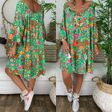 hulianfu Helisopus Summer Plus Size Women Boho Floral Print Dress Casual Loose Deep V Neck Holiday Beach Shirt Dress Vestido