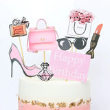 HULIANFU New High Heels Lady Happy Birthday Acrylic Cake Topper Wedding Girls Cake Toppers for 16 18 21 Birthday Party Cake Decorations