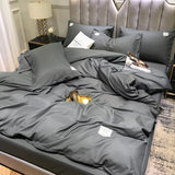 HULIANFU Nordic Style Green Puff Duvet Cover Simple Light Luxury Bedding Four Piece Set Duvet Cover Bed Sheet For Bedroom