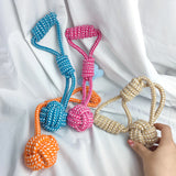 HULIANFU MZHQ 1 Solid color Cotton Rope Braided Labrador Training Molar Teeth Bite-Resistant Teeth Cleaning Dog Pet Toy Ball Dog Supplies
