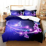 HULIANFU Purple Bedding Set Linens Duvet Cover Bed Quilt Pillow Case 3D Comforter Lavender Butterfly Double Full King Queen Twin Single