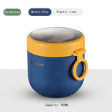 HULIANFU Portable Breakfast Cup With Lid and Spoon Multifunction Oatmeal Cup Cereal Nut Yogurt Mug Snack Cups Small lunch box soup bowl