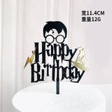 HULIANFU New Cartoon Happy Birthday Acrylic Cake Topper Cute Boy Witch Cake Topper For Kids Birthday Party Cake Decorations Baby Shower