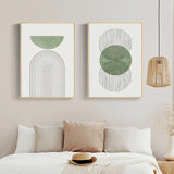 HULIANFU Modern Green Geometric Abstract Line Wall Art Canvas Painting Nordic Posters And Prints Wall Pictures For Living Room Home Decor