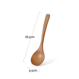 HULIANFU Natural Long Handle Wooden Spoon Japanese-Style Rice Scoop Mixing Soup Spoons Cooking Utensils Portable Tableware for Kicthen