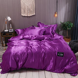 HULIANFU Pure Satin Silk Bedding Set Lace Luxury Duvet Cover Set Single Double Queen King Size 240x220 Couple Quilt Covers White Gray Red
