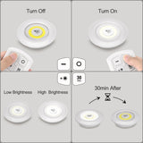 HULIANFU LED Light COB Under Cabinet Light Night Light Wireless Remote Control Dimmable Wardrobe Lamp 3W Super Bright Closet Lighting