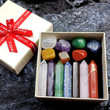 HULIANFU Natural Stone Crystal Gemstone Chakras Healing Quartz Mineral Ornament Home Decoration High Quality Gifts Box 14/10/8/7 PCS/Set