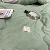 HULIANFU Summer Air Conditioning Quilt Washed Cotton Throw Blanket Quilting Thin Comforter Cooling Duvet Quilted Quilt Solid Color