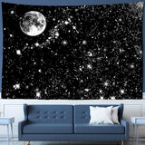 HULIANFU Mandala Tapestry White Black Sun And Moon Tapestry Wall Hanging Tarot Hippie Wall Rugs Dorm Decor Blanket