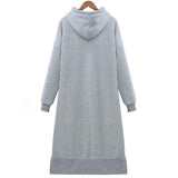 Women Loose Long Hoodie Casual Solid Color Hooded Sweatshirts Student's Autumn Winter Baggy Pullover Oversized Sweatshirt Dress