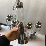 HULIANFU water bottle Drop Shipping Natural Crystal Point Healing Obelisk Wand Elixir Quartz Crystal Water Bottle To wand heals energy st