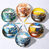 HULIANFU The New Van Gogh Art Painting Coffee Mugs The Starry Night Sunflowers The Sower Irises Saint-Remy Coffee Tea Cups