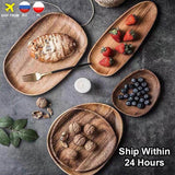 HULIANFU Whole Wood lovesickness Wood Irregular Oval Solid Wood Pan Plate Fruit Dishes Saucer Tea Tray Dessert Dinner Plate Tableware Set