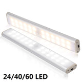 HULIANFU LED Motion Sensor Closet Light 6 10 24 40 60 LEDs Under Cabinet Light Magnetic Night Lamp For Kitchen Stairs Wardrobe Cupboard