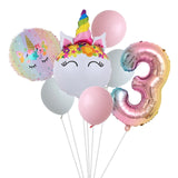 HULIANFU Rainbow Unicorn Balloon Number Foil Globos 1 2 3 4 Years Old Birthday Party Decoration Kid Unicorn Theme Party Wedding Balls Toy