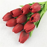 HULIANFU 2023 10PCS Artificial Flowers Garden Tulips Real Touch Flowers Tulip Bouquet Decor Mariage for Home Wedding Decorations Fake Flower