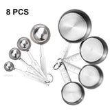 HULIANFU UPORS 8/10Pcs Stainless Steel Measuring Cups and Spoons Set Deluxe Premium Stackable Tablespoons Home Tools Kitchen Accessories