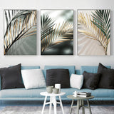 HULIANFU Nordic Wall Art Golden Palm Leaf Plant Canvas Painting Poster Print Botanical Scandinavian Decoration Picture Artwork Home Decor