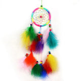 HULIANFU Mini Car Dream Catcher Beaded Natural Feathers Handcraft Chic Hanging Ornaments Mirror Room Bedroom Wall Decor