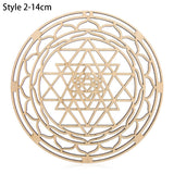 HULIANFU Log Color Chakra Pattern Round Edge Circles Carved Wooden Stand Coaster Flower of life Reload Stone Kitchen Hot Pad Mat Decor