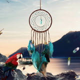 HULIANFU Original silver gray dream catcher 2 ring Indian feather hanging art gifts to bestie friends creative valentine's day gifts