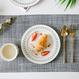 HULIANFU Korean Green Leaf Dinner Plate Soup Bowl Coffee Cup Saucer Set Ins Beautiful Dessert Salad Ceramic Plate for Food Crockery
