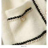 New Mink Cashmere Loose Sweater Cardigan Jacket Women Autumn and Winter Short Bright Silk Stripe Thickened Knitted Top Coat